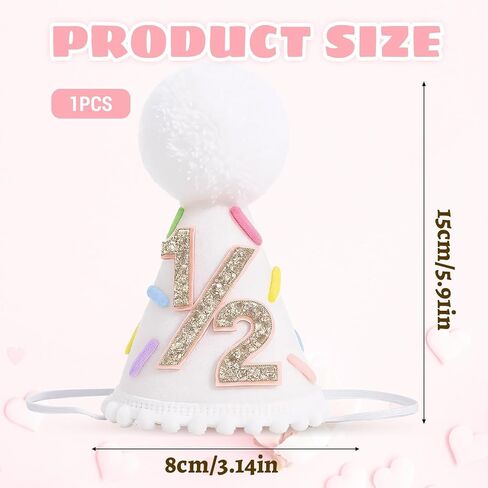 CZFSWT 1/2 Birthday Hat, Half Birthdays Hat, 6 Months Birthday Decorations Suitable for Birthdays Party Ceremony Decoration in Saudi Arabia