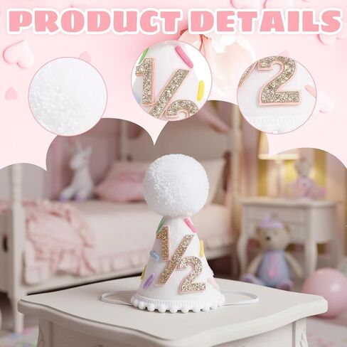 CZFSWT 1/2 Birthday Hat, Half Birthdays Hat, 6 Months Birthday Decorations Suitable for Birthdays Party Ceremony Decoration in Saudi Arabia
