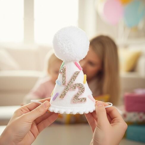 CZFSWT 1/2 Birthday Hat, Half Birthdays Hat, 6 Months Birthday Decorations Suitable for Birthdays Party Ceremony Decoration in Saudi Arabia