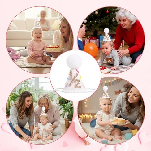CZFSWT 1/2 Birthday Hat, Half Birthdays Hat, 6 Months Birthday Decorations Suitable for Birthdays Party Ceremony Decoration in Saudi Arabia