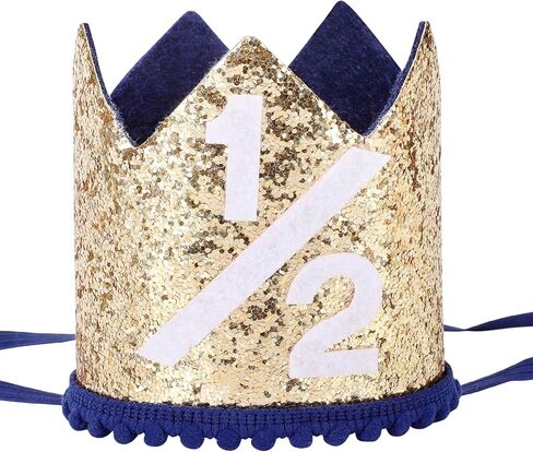 Navy Blue Birthday Crown Hat for Baby, Unisex Baby Crown for Boys and Girls, Ideal for Baby Shower & Birthday Party in Saudi Arabia