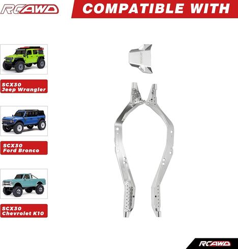 RCAWD 7075 SCX30 RC Chassis Frame Rails Plates Upgrades, Aluminum 90% More Durable for Axial 1/30 SCX30 Series in Saudi Arabia