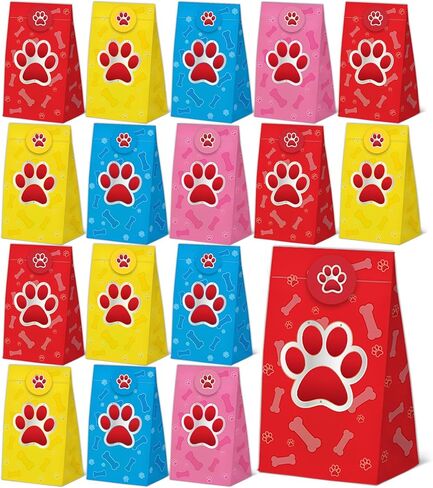24 Pcs Dog Paw Print Goodie Bags Puppy Pet Print Gift Bags with Stickers -Dog Animal Themed Birthday Party Favor Bags, Animal Themed for Party Decoration Supplies in Saudi Arabia