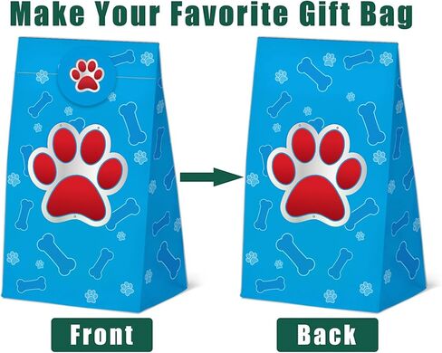 24 Pcs Dog Paw Print Goodie Bags Puppy Pet Print Gift Bags with Stickers -Dog Animal Themed Birthday Party Favor Bags, Animal Themed for Party Decoration Supplies in Saudi Arabia