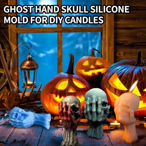 Skull Silicone Candle Mold, 3D Ghost Hand Skeleton Mold for Epoxy Resin Casting, Aromatherapy Soap, Resin Arts Crafts, Home Decor and Gifts in Kuwait