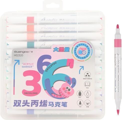 48 لونًا من أقلام طلاء الأكريليك، طرف مزدوج دائري وأطراف فرشاة للفن التفصيلي، والحرفية، والرسم الصخري، والخشب، والزجاج، والسيراميك in Kuwait