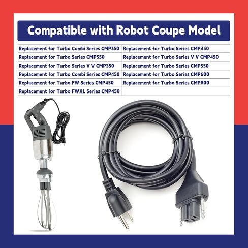 89143 استبدال سلك طاقة الخلاط 150 بوصة لسلسلة Robot Coupe MP لسلسلة Turbo MP350 MP450 MP550 MP600 MP800 خلاط الغمر مع NEMA 5-15P Plug 120V كابل طويل جدًا in Saudi Arabia