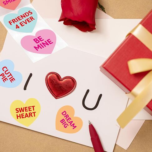 Fancy Land Heart Sticker for Kids Valentines Day Candy Heart Decorative Stickers Colorful Valentine Labels for Holiday Party Decor Crafts Wrapping Favors 500Pcs in Saudi Arabia