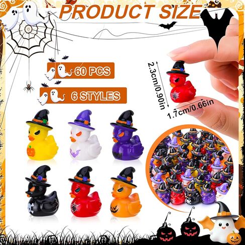60 Pcs Halloween Mini Resin Ducks Mini Duck Toy Figurines Tiny Resin Duck Figures with Witch Hat for Halloween Crafts Landscape Fairy Garden Party Decor in Saudi Arabia