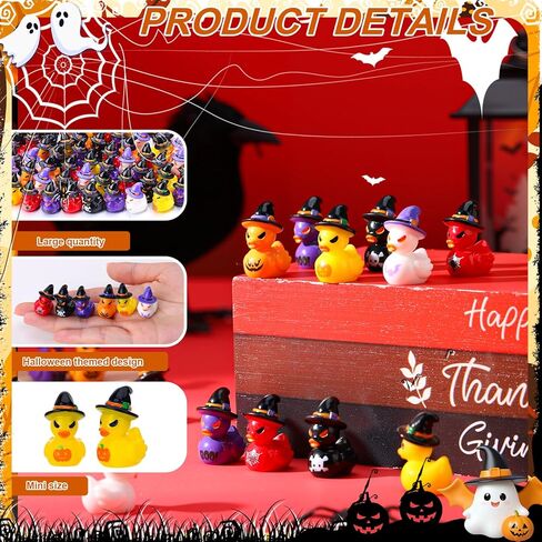 60 Pcs Halloween Mini Resin Ducks Mini Duck Toy Figurines Tiny Resin Duck Figures with Witch Hat for Halloween Crafts Landscape Fairy Garden Party Decor in Saudi Arabia