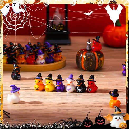 60 Pcs Halloween Mini Resin Ducks Mini Duck Toy Figurines Tiny Resin Duck Figures with Witch Hat for Halloween Crafts Landscape Fairy Garden Party Decor in Saudi Arabia