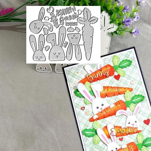 Easter Rabbit Carrot Metal Die Cuts Dies Stencil, Rabbit Cutting Dies Cut Stencils DIY Scrapbooking Cards Photo Album Craft Decorative Embossing Paper Dies for Album Card Scrapbooking Making in Saudi Arabia