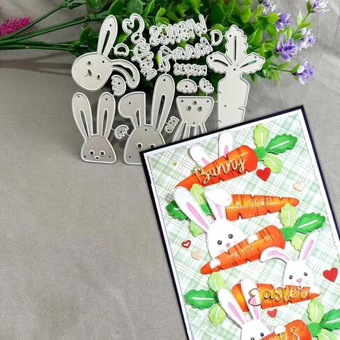 Easter Rabbit Carrot Metal Die Cuts Dies Stencil, Rabbit Cutting Dies Cut Stencils DIY Scrapbooking Cards Photo Album Craft Decorative Embossing Paper Dies for Album Card Scrapbooking Making in Saudi Arabia