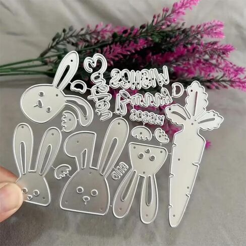 Easter Rabbit Carrot Metal Die Cuts Dies Stencil, Rabbit Cutting Dies Cut Stencils DIY Scrapbooking Cards Photo Album Craft Decorative Embossing Paper Dies for Album Card Scrapbooking Making in Saudi Arabia