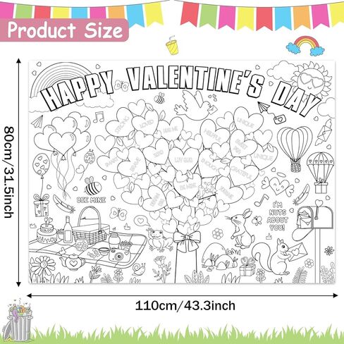 Naozinebi Valentines Coloring Poster Giant Love Tree Valentines Tablecloth Jumbo Banner, Valentine's Coloring Crafts Activities Party Favors 31.5 x 43.3 Inch in Saudi Arabia