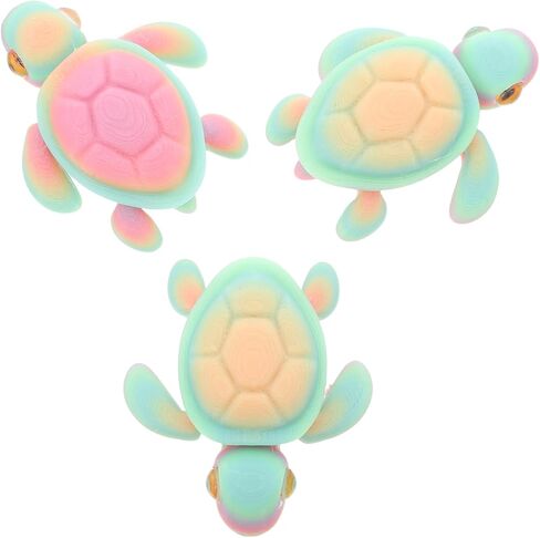 LUOZZY 3pcs 3D Printed Glow in The Dark Turtle Figurines with Movable Joints Sinking Aquarium Decor Rainbow Color Changing Ornaments for Fish Tank in Saudi Arabia