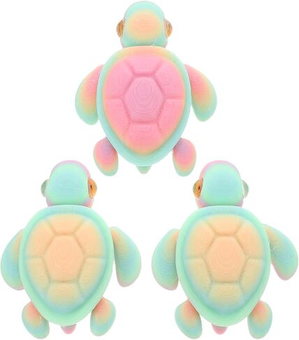 LUOZZY 3pcs 3D Printed Glow in The Dark Turtle Figurines with Movable Joints Sinking Aquarium Decor Rainbow Color Changing Ornaments for Fish Tank in Saudi Arabia