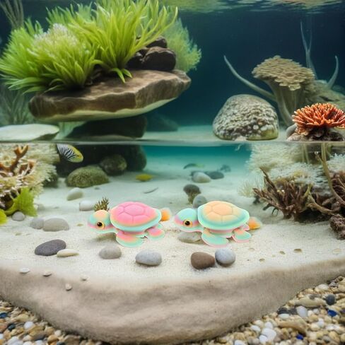LUOZZY 3pcs 3D Printed Glow in The Dark Turtle Figurines with Movable Joints Sinking Aquarium Decor Rainbow Color Changing Ornaments for Fish Tank in Saudi Arabia