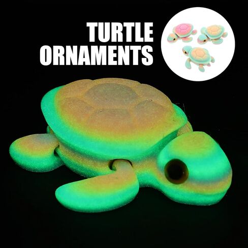 LUOZZY 3pcs 3D Printed Glow in The Dark Turtle Figurines with Movable Joints Sinking Aquarium Decor Rainbow Color Changing Ornaments for Fish Tank in Saudi Arabia