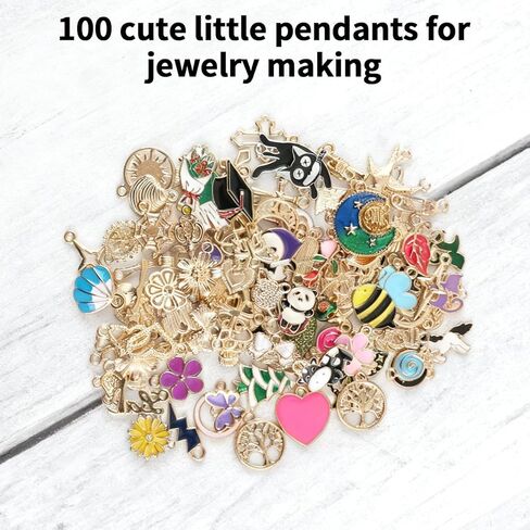 100Pcs Assorted Jewelry Making Charms Set, Metal and Enamel Pendants for DIY Necklaces, Bracelets, and Earrings Crafting in Saudi Arabia