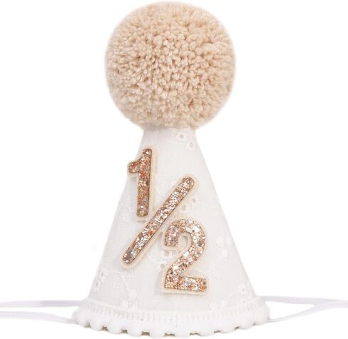 White Brown 1st Birthday Hat - One Birthday Cone Hats, First Hats for Girls/Boys in Saudi Arabia