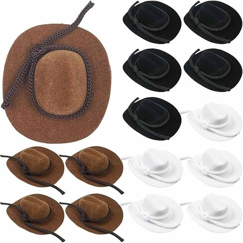 15 Pcs Mini Flocked Cowboy Hat Set - Tiny Decorative Hats for Party, Pets, and Dolls (2 Inch, Mix) in Saudi Arabia