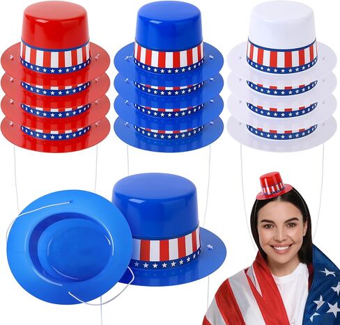 4th of July Patriotic Mini Top Hats, Red White Blue Mini Party Hats, Small Independence Day Top Hats for Memorial Day Decor in Saudi Arabia