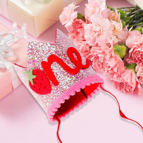 الفراولة أول عيد ميلاد قبعة الوردي الترتر التوت أول عيد ميلاد تاج الحلو واحد 1 عيد ميلاد عقال لبيري أول أعياد الميلاد الزي دش حزب الديكور صور الدعائم in Saudi Arabia