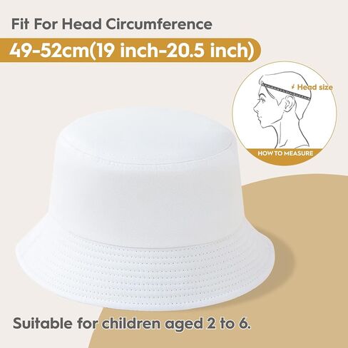 12 Pieces Kids Bucket Hat For Children Aged 2–6 Years, Cotton Blank Sun Hat For DIY Sublimation Tie Dye in Saudi Arabia