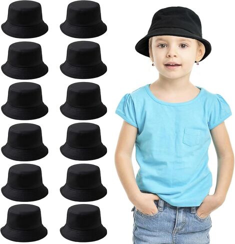 12 Pieces Kids Bucket Hat For Children Aged 2–6 Years, Cotton Blank Sun Hat For DIY Sublimation Tie Dye in Saudi Arabia