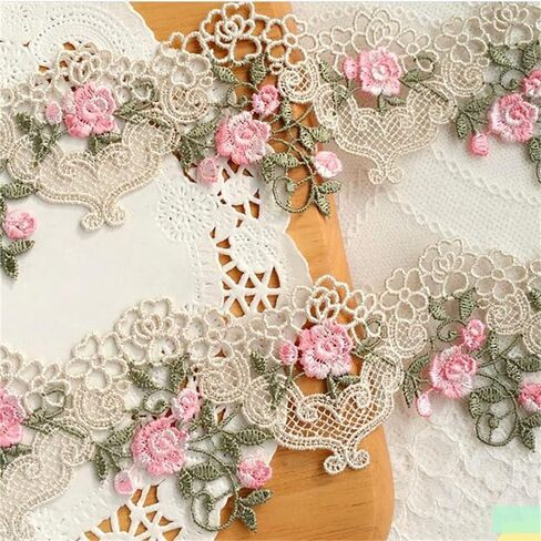 1 feet 6cm Wide Beige Venise Floral Lace Trim Edge Sewing Craft Flower Polyester Lace Fabric Embroidered Applique Decorated Ribbon Vintage Style Trimmings Edging Trim in Saudi Arabia