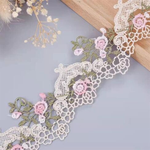1 feet 6cm Wide Beige Venise Floral Lace Trim Edge Sewing Craft Flower Polyester Lace Fabric Embroidered Applique Decorated Ribbon Vintage Style Trimmings Edging Trim in Saudi Arabia
