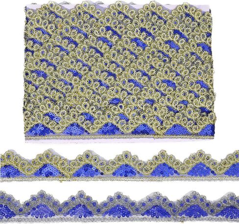 Golden Sequins Lace Trim Beaded Lace Ribbon Applique Supplies for Sewing Clothing Craft Party Dress(10Yards) in Saudi Arabia