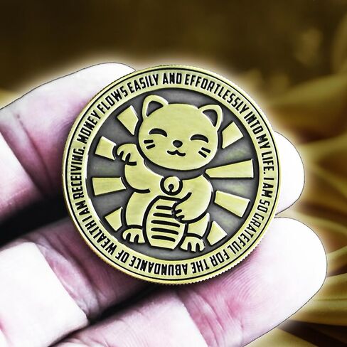 Lucky Cat Manifestation Coin – Law of Attraction Tool with Yin-Yang Design for Prosperity, Good Luck & Positive Energy in Saudi Arabia