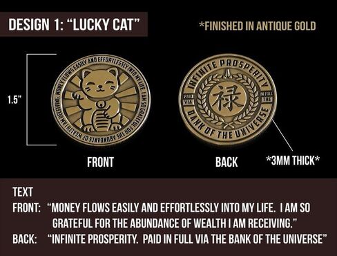Lucky Cat Manifestation Coin – Law of Attraction Tool with Yin-Yang Design for Prosperity, Good Luck & Positive Energy in Saudi Arabia