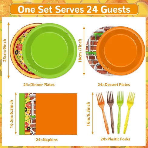 96Pcs Turtle Party Plates and Napkins Pizza Birthday Party Supplies Green Sea Turtles Napkins Turtle Pizza Themed Tableware Set Dessert Paper Plates for Video Game Cartoon Themed Birthday Decorations in Saudi Arabia