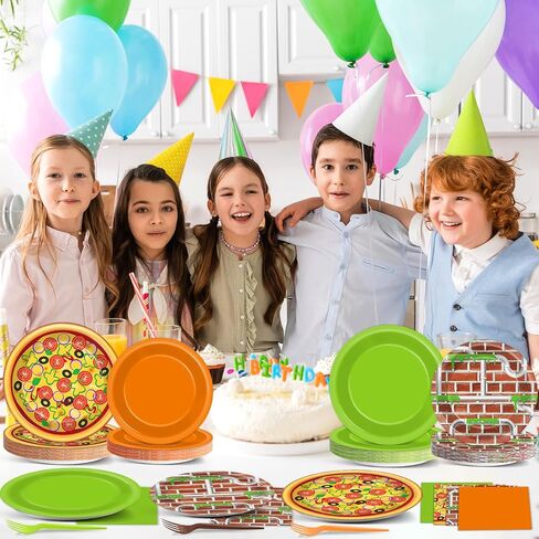 96Pcs Turtle Party Plates and Napkins Pizza Birthday Party Supplies Green Sea Turtles Napkins Turtle Pizza Themed Tableware Set Dessert Paper Plates for Video Game Cartoon Themed Birthday Decorations in Saudi Arabia