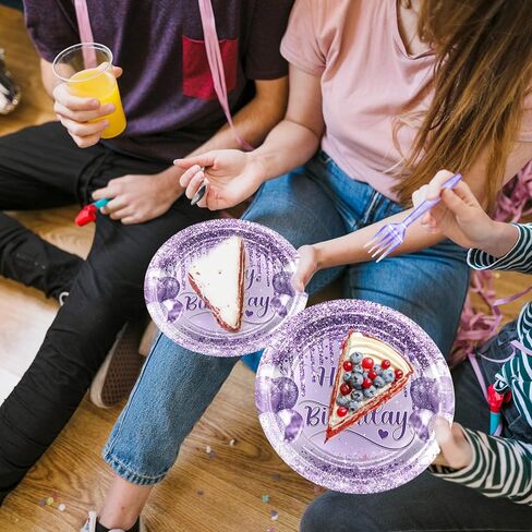 Avezano 96 قطعة من زينة عيد الميلاد الأرجوانية، أطباق وشوك مناديل عيد ميلاد سعيد أرجوانية تخدم 24 ضيفًا، مجموعة أدوات مائدة للاستعمال مرة واحدة للنساء والفتيات in Saudi Arabia