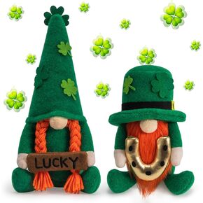 St Patricks Day Gnomes Decorations Ornaments St Patricks Decor Leprechaun Doll, St Patrick's Day Plush Shamrock Leprechaun Doll for Home, Office - Green St. Patricks Day Table Centerpiece Irish Gifts in Saudi Arabia