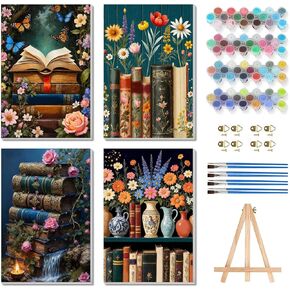 Bgpunt 4 Pack Paint by Numbers for Adults with Framed, Flower Paint by Number on Canvas Vase, DIY Vintage Acrylic Oil Painting Kits Crafts for Adults Home Wall Decor, 8x12 inch in Saudi Arabia