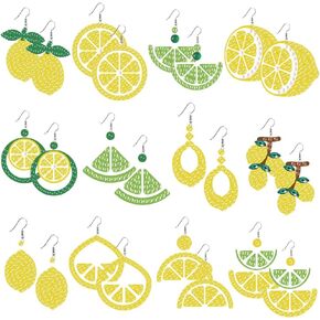 beinkmake 12Pairs Diamond Painted Earrings Making Kit Lemon Diamond Art Earring Set Fruit 5D DIY Acrylic Diamond Earrings for Adults Craft Party Festival Gifts in Kuwait
