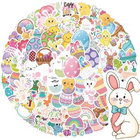 Easter Stickers, 100 PCS Cute Easter Stickers for Kids, Aesthetic Waterproof Vinyl Water Bottle Phone Skateboard Laptop Sticker Packs for Boys Girls Teens in Kuwait