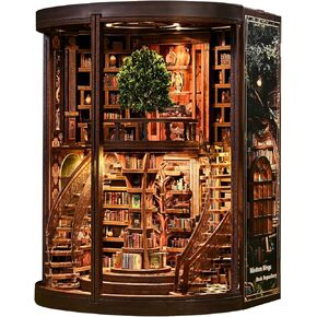 Soothee DIY Book Nook Kit with LED Lights - 3D Puzzles for Adults & Teens, Miniatures and Model Building Kits for Bookshelf Decor, Relaxing Craft & Unique Gift for Craft Lovers (Wisdom Library) in Saudi Arabia