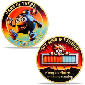 BHealthLife Funny Motivational Challenge Coin - Hang in There It Gets Worse Humorous Coin - Inspirational Gifts for Women Men Coworkers Employees Gag Gifts for Friends in Saudi Arabia