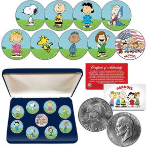 Peanuts Gang 1976 IKE Eisenhower U.S. Dollar 9-Coin Set with Display Box in Kuwait