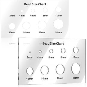 cobee 2 قطعة مسطرة قياس الخرز، جدول مقاسات الخرز، أداة قياس أكريليك، قالب دائرة شفاف 2/4/6/8/10/12/14/16/18 مم لوح للخرز والأحجار الكريمة والألماس in Kuwait