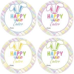 Happy Easter Sticker, 40 PCS 2 Inch Colorful Easter Bunny Gift Tags Wrapping Adhesive Sticker Set for Kids Teacher, Party Supplies & Decoration -001 in Saudi Arabia