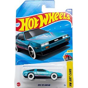 Hot Wheels - DMC Delorean - HW Art Cars 5/10 - HYX59 - بطاقة قصيرة - تركواز ميتاليك - Mattel 2025-1:64 in Kuwait