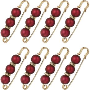 MECCANIXITY Pearl Brooch Pins, Decorative Safety Pin Brooch Fashion Sweater Shawl Crystal Clip for Collar Dress Shirt Clothing Accessories for Women,Mix Colors,8pcs in Saudi Arabia