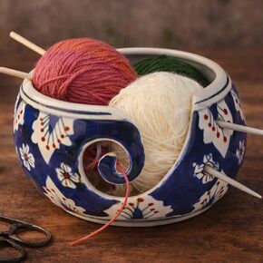 7" Ceramic Yarn Bowl for Knitting and Crocheting Bowl with Smooth Spiral Outlet for Tangle-Free Knitting by ABHANDICRAFTS (AB-BOWL-007) in Kuwait
